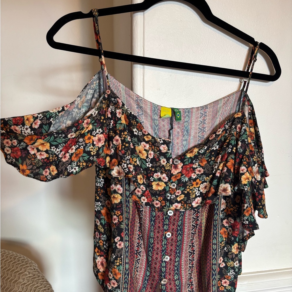 FARM Rio Multicolor Floral Off-Shoulder Blouse